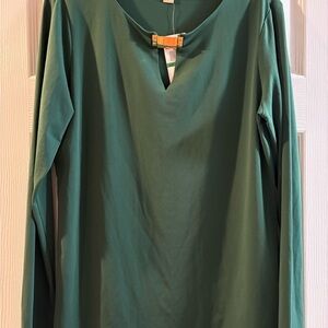 Michael Kors Forest Green Long Sleeve Top
